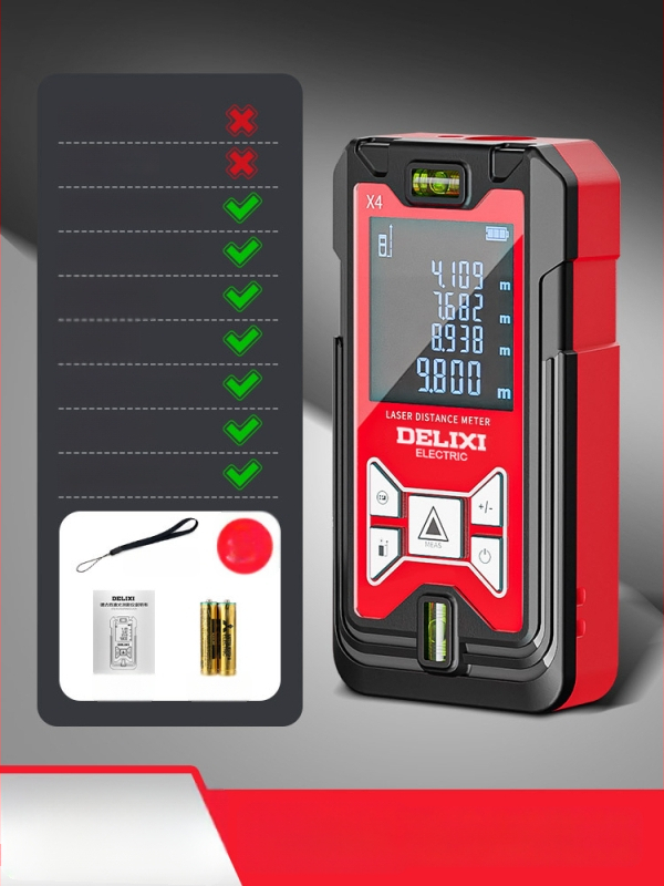 Lāzera distancmērītājs ar infrasarkano staru, augsta precizitāte, rokas izmantošanai, uzlādējams