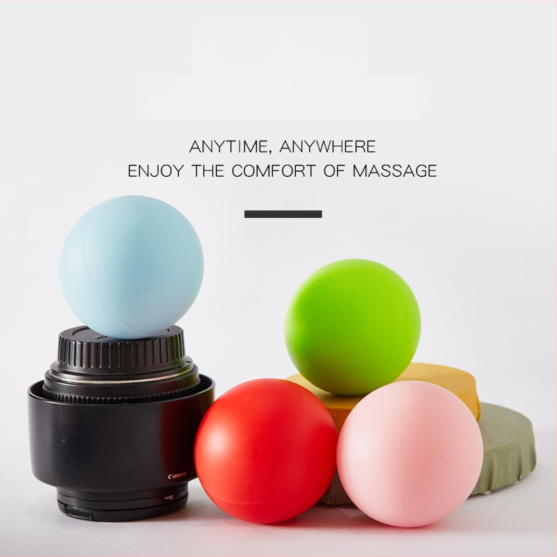 Jogos masažinis silikoninis kamuolys raumenų atsipalaidavimui ir fascijos taškams, neįpūstas, apvalus, 150 g