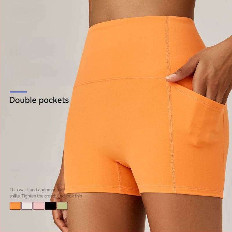 Αθλητικά σορτσάκια γιόγκα με ψηλή μέση και ανύψωση γλουτών, γρήγορο στέγνωμα, διαπνοή, νάιλον και σπάντεξ