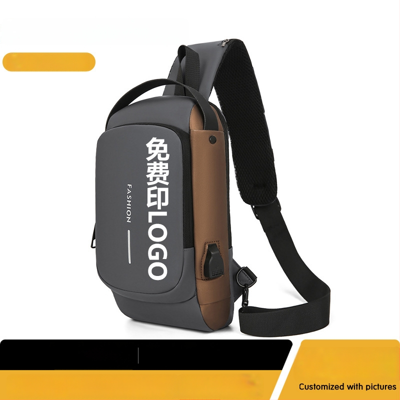 Ανδρική τσάντα στήθους — PU, αστικός μινιμαλισμός, διαπνοή, αδιάβροχη, υπερ-ελαφριά, μοτίβο με γράμματα, επένδυση πολυεστέρα