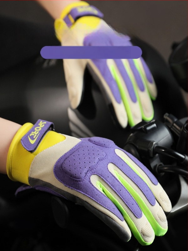 Mănuși de motocicletă – cu degete întregi, poliester, unisex adult, brand Slender neck, groase, anti-zgâriere și rezistente, design Macaron, stil retro