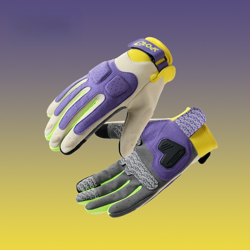 Mănuși de motocicletă – cu degete întregi, poliester, unisex adult, brand Slender neck, groase, anti-zgâriere și rezistente, design Macaron, stil retro