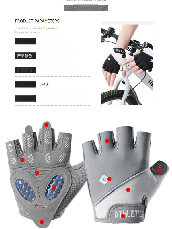 Mănuși de ciclism unisex - cu deget jumătate, respirante, antiderapante, absorbție a șocurilor - Fibre de poliester