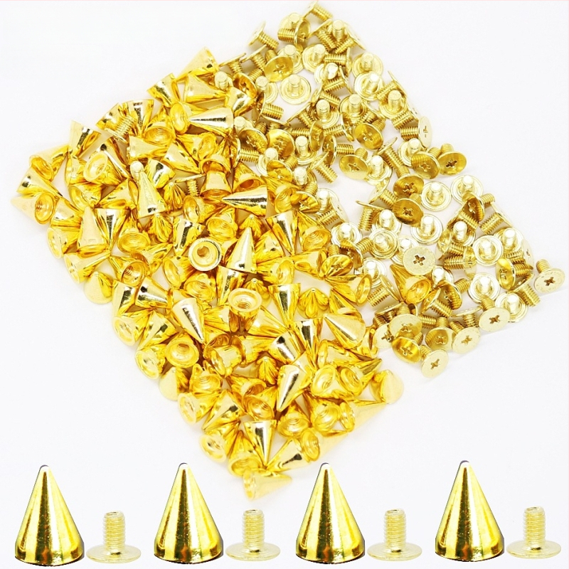 Rivet cu vârf, cap conic de tip glonț, bază filetată din aliaj, pentru paltoane, pantofi, pălării, curele și genți