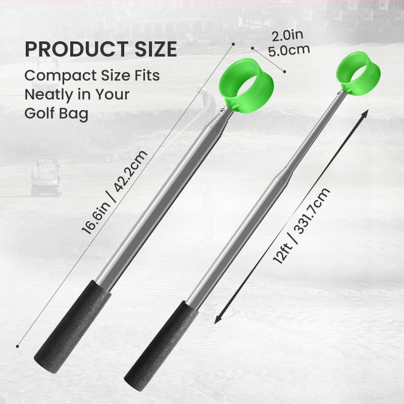 Τηλεσκοπικός συλλέκτης μπάλας από ανοξείδωτο ατσάλι, χειροκίνητος συλλέκτης μπάλας γκολφ, 10–13 τμήματα