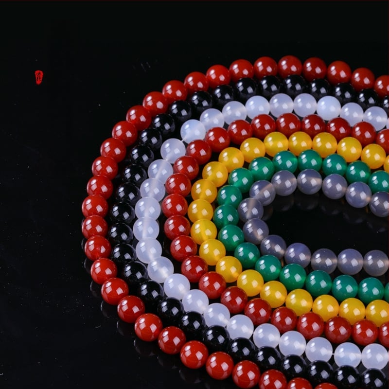 Ékszerkiegészítők – Természetes achát kerek gyöngyök, csiszolás és polírozás, magas színvonalú stílus, Crystal Key márka