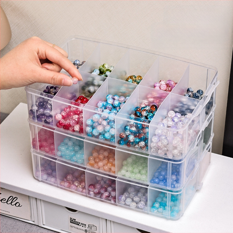 Műanyagból készült ékszerdoboz, porvédett, többfunkciós, 3 rétegű