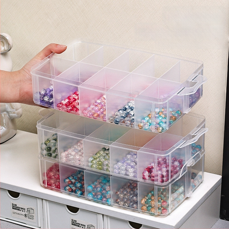 Műanyagból készült ékszerdoboz, porvédett, többfunkciós, 3 rétegű