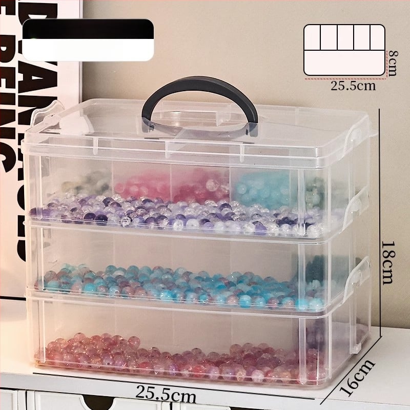 Műanyagból készült ékszerdoboz, porvédett, többfunkciós, 3 rétegű