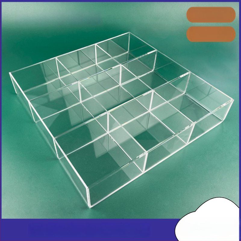 Cutie de depozitare din acrilic pentru birou cu compartimente transparente pentru cosmetice și bijuterii, cu capac