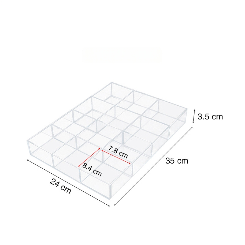 Cutie de depozitare din acrilic pentru birou cu compartimente transparente pentru cosmetice și bijuterii, cu capac