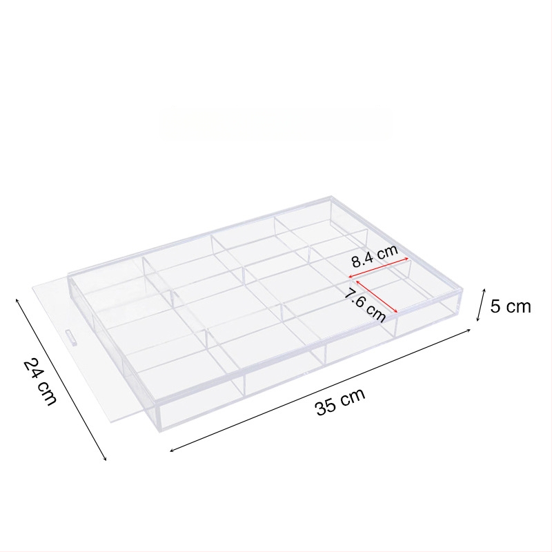 Cutie de depozitare din acrilic pentru birou cu compartimente transparente pentru cosmetice și bijuterii, cu capac
