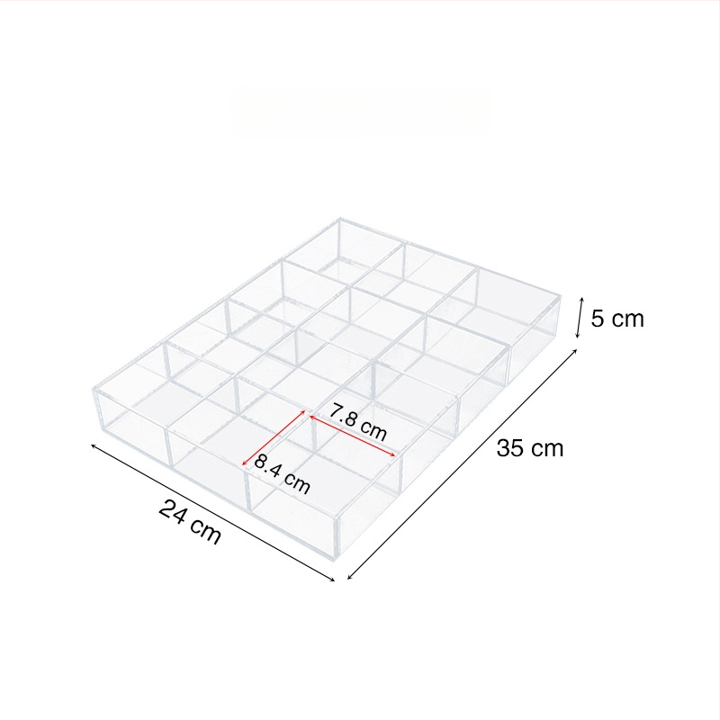 Cutie de depozitare din acrilic pentru birou cu compartimente transparente pentru cosmetice și bijuterii, cu capac