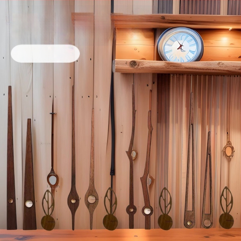 DIY стенен часовник с дълга ос и тих кварцов механизъм, секунден стрелка с плавно движение, ръце от орехово дърво, пластмасов корпус, модерeн минималистичен стил, възможност за печат на лого