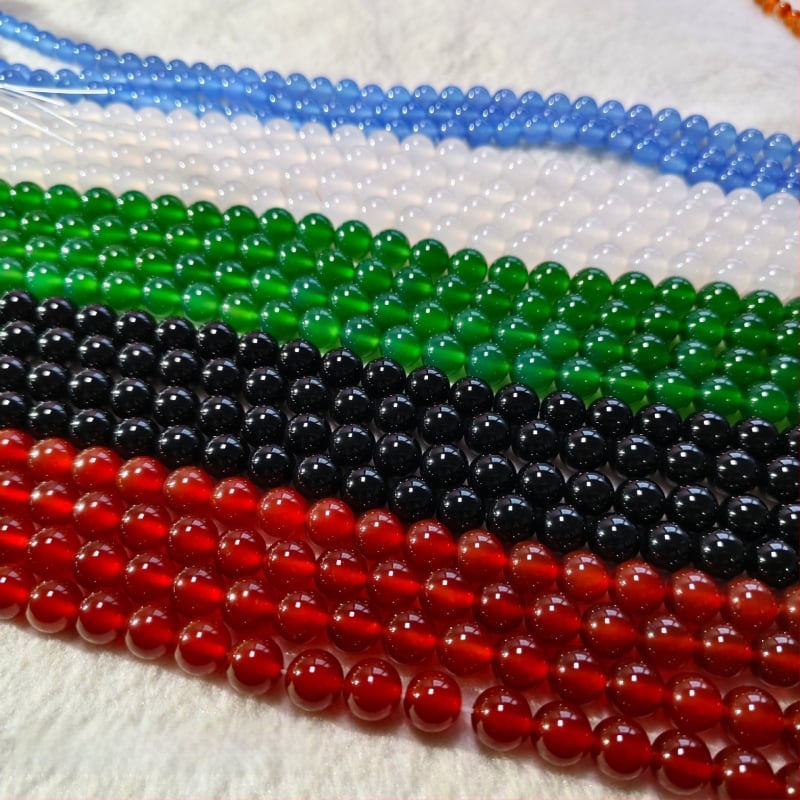 7A+ achát gyöngyök, kör alakú, csiszolás és polírozás, nemes mintázat