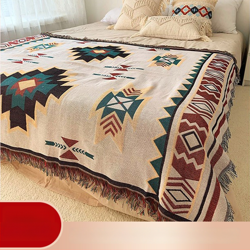 Джакард украса за нощно шкафче, бохемски етнически стил, геометричен абстрактен принт, полиестер, персонализируемо, печат на лого наличен