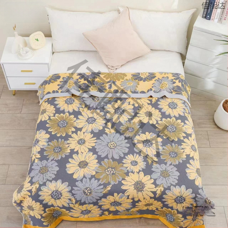 Покривка за легло - многослойна, памук, пасторален стил, флорална шарка, миеща се