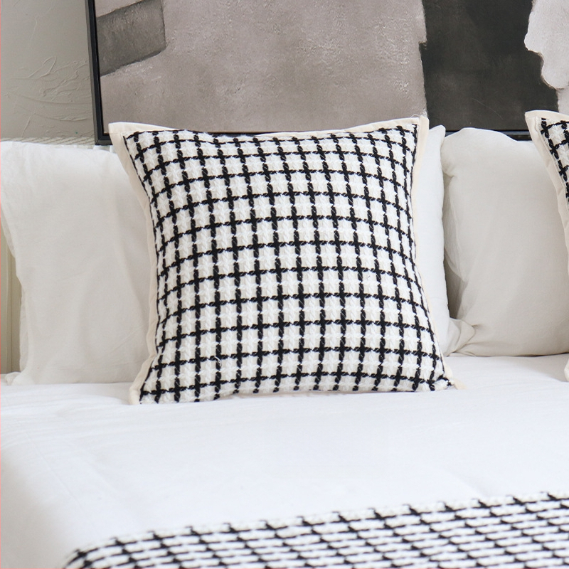 Puuvillane hotellistiili pleed geomeetrilise abstrakti mustriga, kohandatav töötlemine ja trükitud logo