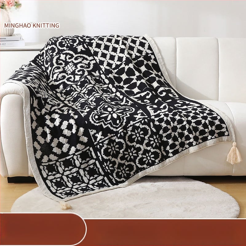 Одеяло за хвърляне с геометричен модел, 800-999 г, полиестер, първокласен продукт