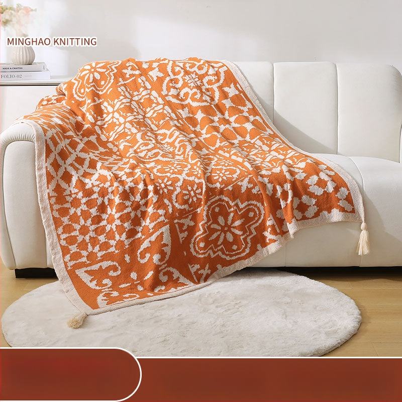 Одеяло за хвърляне с геометричен модел, 800-999 г, полиестер, първокласен продукт