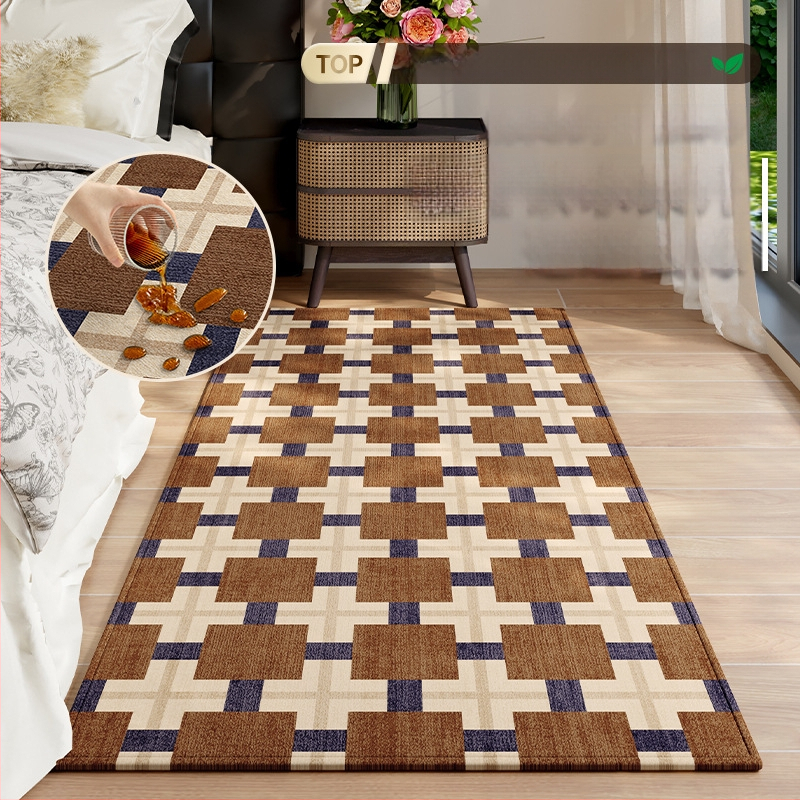 Килим за крак до леглото – квадратна форма, геометричен модел, материал: Mousse, стил: модерен и минималистичен, пространство: спалня