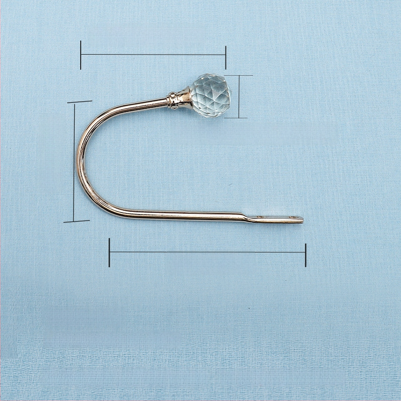 Aizkaru āķis no metāla sakausējuma ar kristāla akcentiem, moderns vienkāršs dizains, sienas montāža.