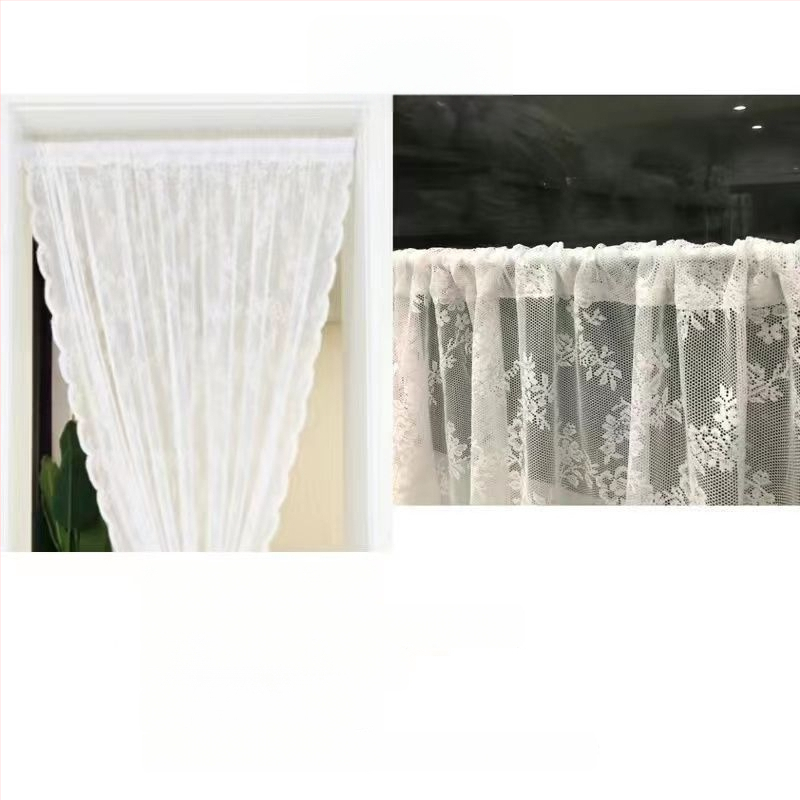 Draperie despărțitoare de bucătărie, dantelă franțuzească, poliester, semi-umbrire 40-70%, potrivită pentru living, dormitor, bucătărie, baie, balcon; spălare manuală