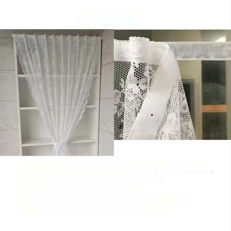 Draperie despărțitoare de bucătărie, dantelă franțuzească, poliester, semi-umbrire 40-70%, potrivită pentru living, dormitor, bucătărie, baie, balcon; spălare manuală