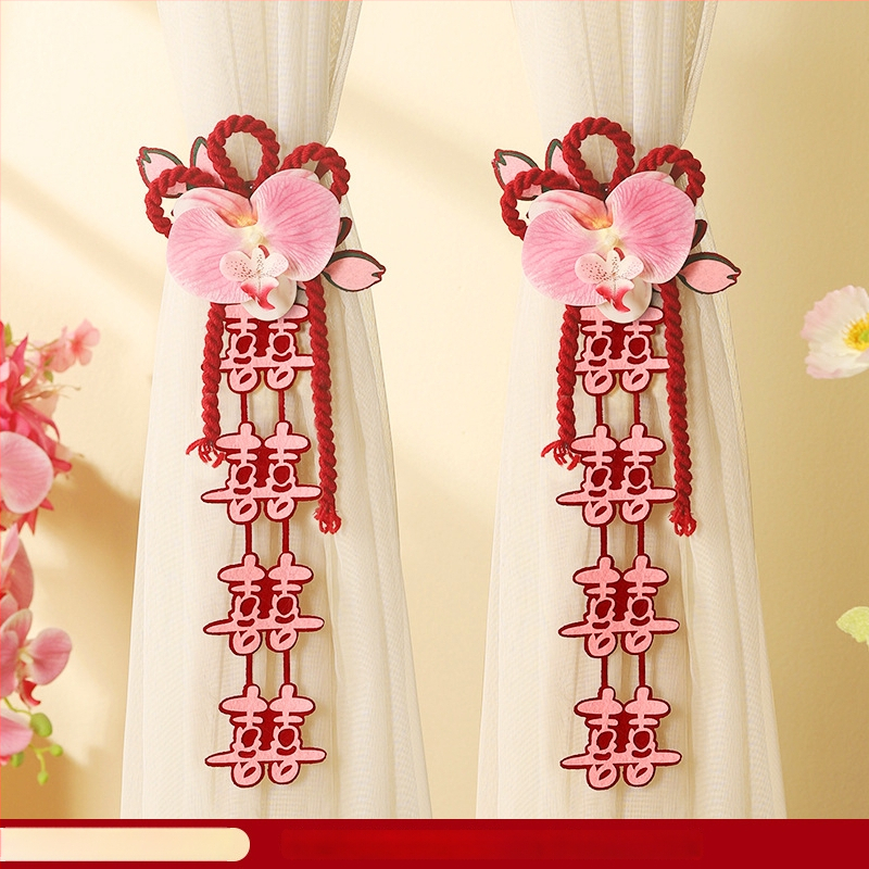 Esküvői függönyökhöz kötőpánt – pár dekoratív, fonalból készült dísz a hálószobához és a lépcsőhöz (csomagolás Opp zacskó; esküvői dekoráció)