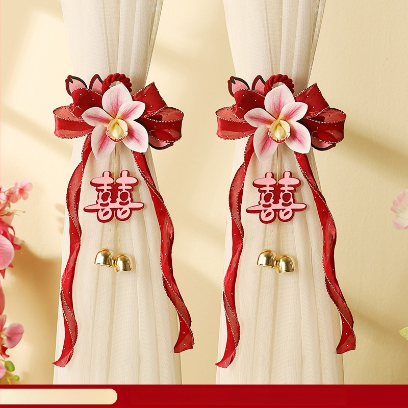 Esküvői függönyökhöz kötőpánt – pár dekoratív, fonalból készült dísz a hálószobához és a lépcsőhöz (csomagolás Opp zacskó; esküvői dekoráció)