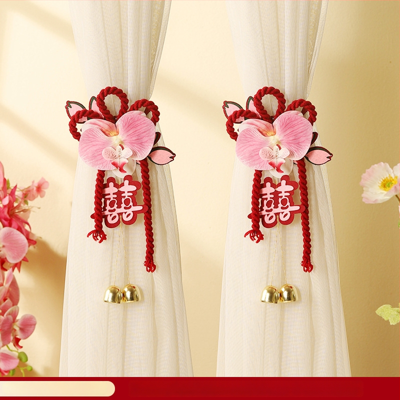 Esküvői függönyökhöz kötőpánt – pár dekoratív, fonalból készült dísz a hálószobához és a lépcsőhöz (csomagolás Opp zacskó; esküvői dekoráció)