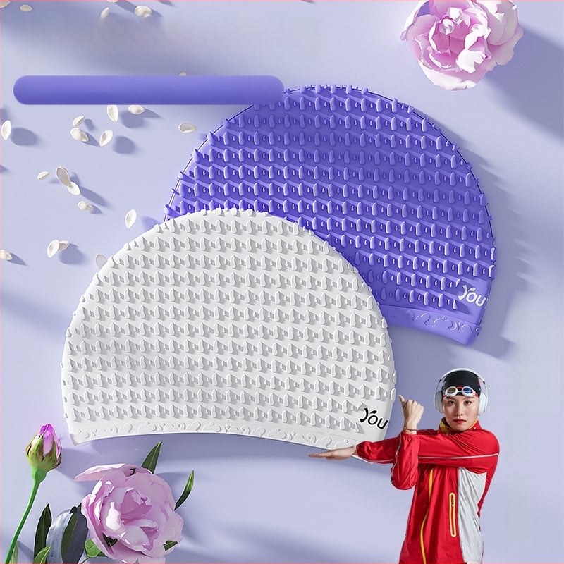 Силиконова шапка за плуване за дълга коса – водоустойчива, защита на ушите, за възрастни, професионална