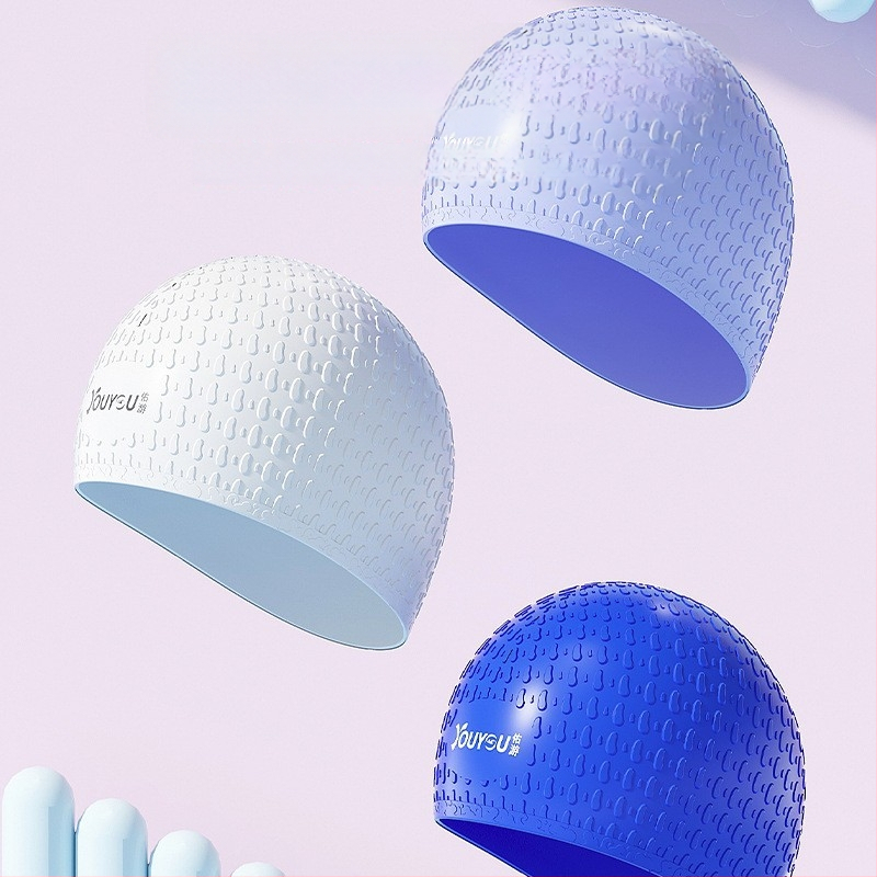 Силиконова шапка за плуване за дълга коса – водоустойчива, защита на ушите, за възрастни, професионална