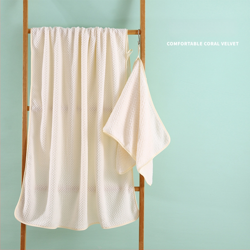Σετ πετσετών από φλίς κοραλλιού, νημα 32s, 240 g, κοσκινισμένο νήμα, ύψος-χαμηλό ύφανσης