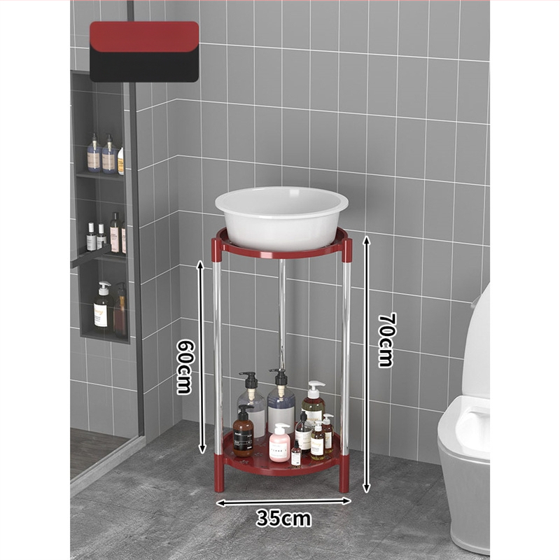 Padlón álló mosdóállvány fürdőszobába, 3 polcos, modern minimál stílus, anyag: műanyag + acélcső, modell Lianpen-4-22