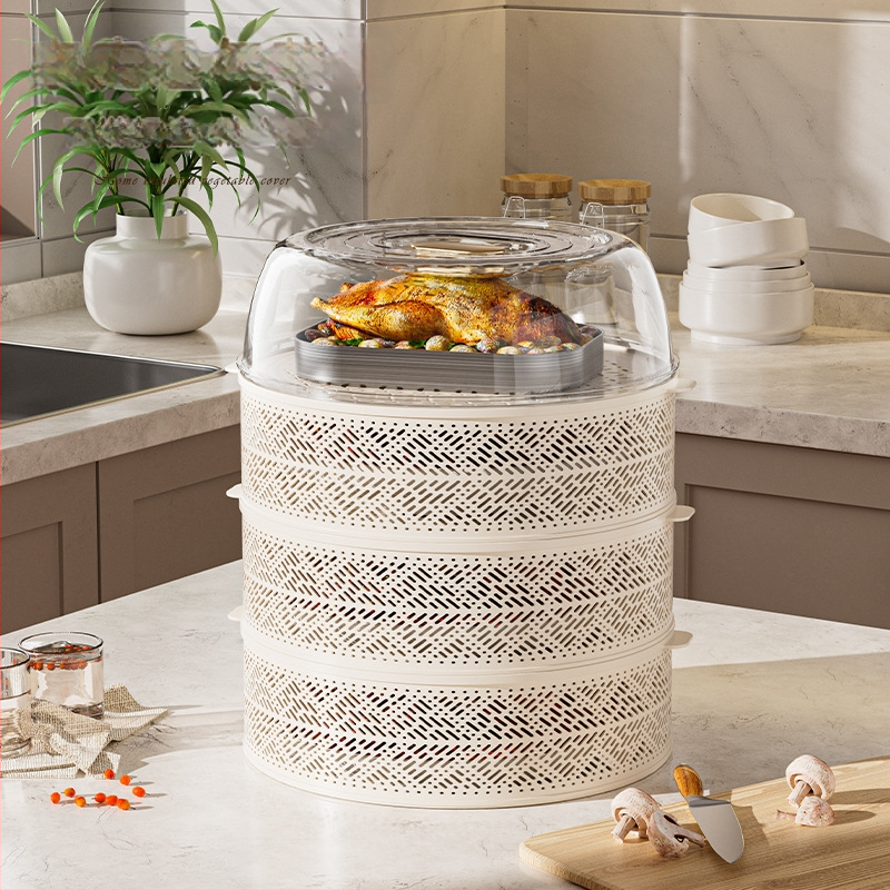 Daugiasluoksnis plastikinis maisto dangtis, dulkėms atsparus, antiuodžiai ir prieš muses, su sandėliavimo dėžute, šiuolaikiškas minimalistinis stilius