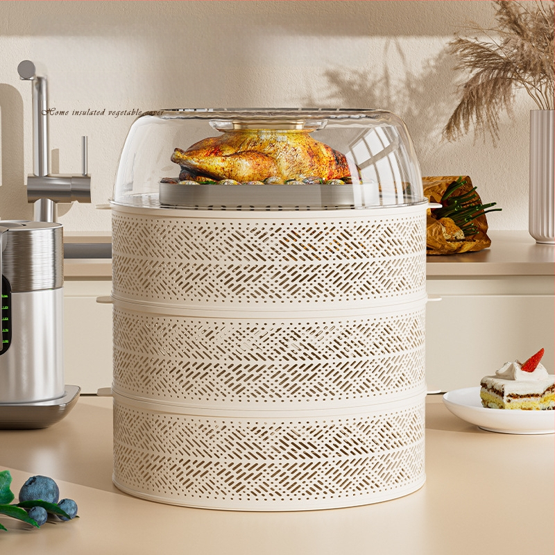 Daugiasluoksnis plastikinis maisto dangtis, dulkėms atsparus, antiuodžiai ir prieš muses, su sandėliavimo dėžute, šiuolaikiškas minimalistinis stilius