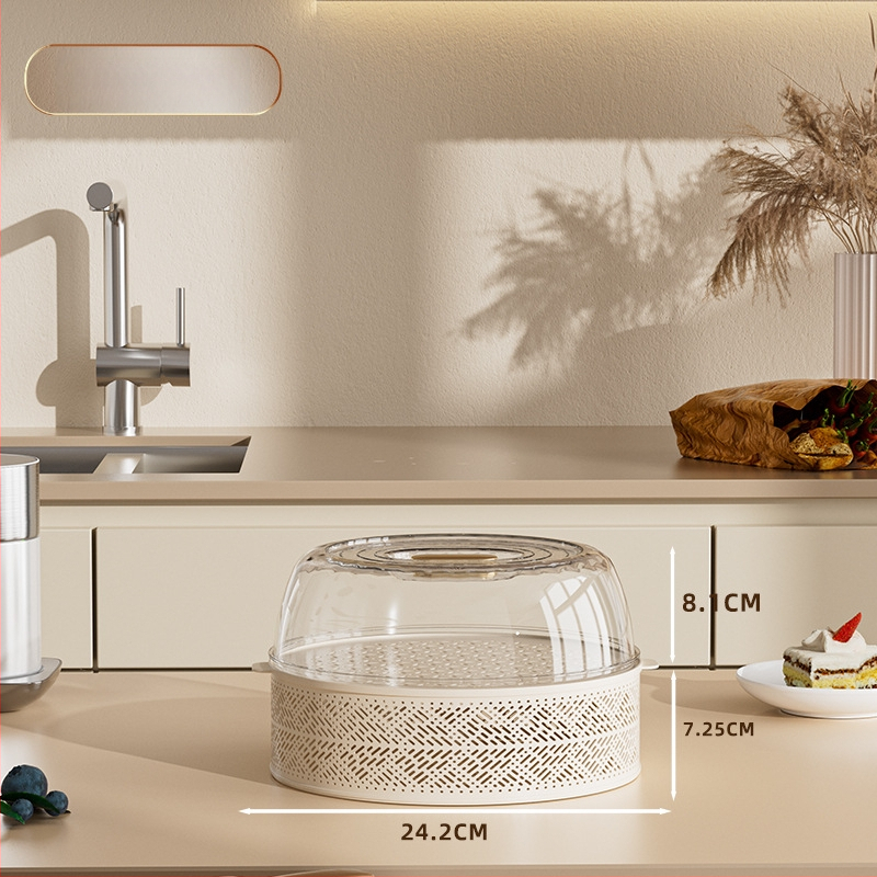 Daugiasluoksnis plastikinis maisto dangtis, dulkėms atsparus, antiuodžiai ir prieš muses, su sandėliavimo dėžute, šiuolaikiškas minimalistinis stilius