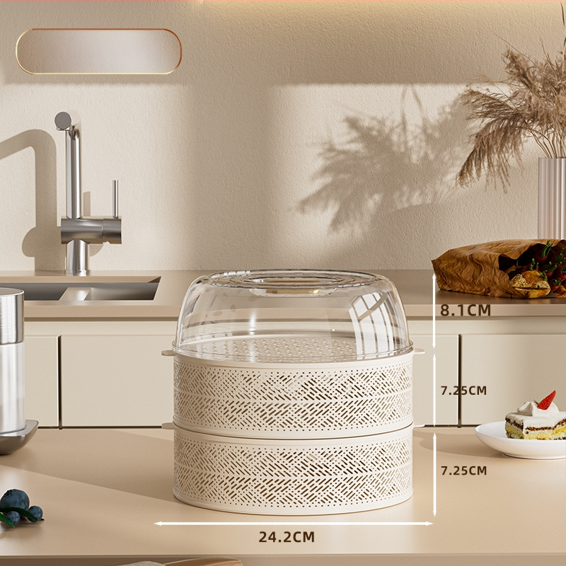 Daugiasluoksnis plastikinis maisto dangtis, dulkėms atsparus, antiuodžiai ir prieš muses, su sandėliavimo dėžute, šiuolaikiškas minimalistinis stilius