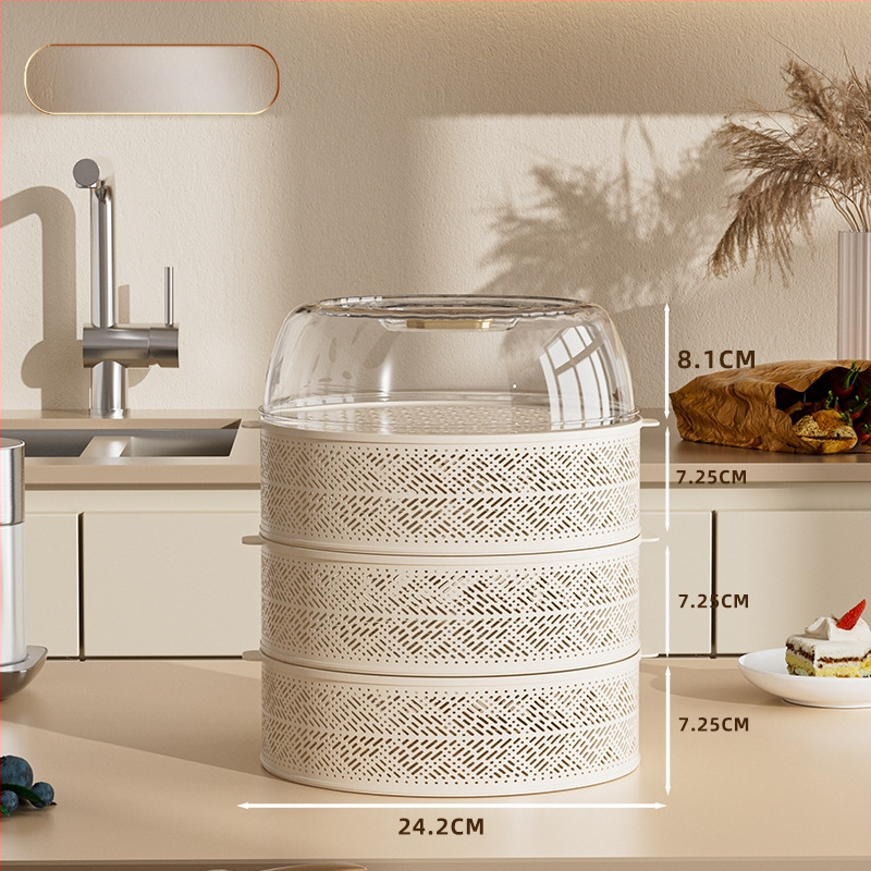 Daugiasluoksnis plastikinis maisto dangtis, dulkėms atsparus, antiuodžiai ir prieš muses, su sandėliavimo dėžute, šiuolaikiškas minimalistinis stilius