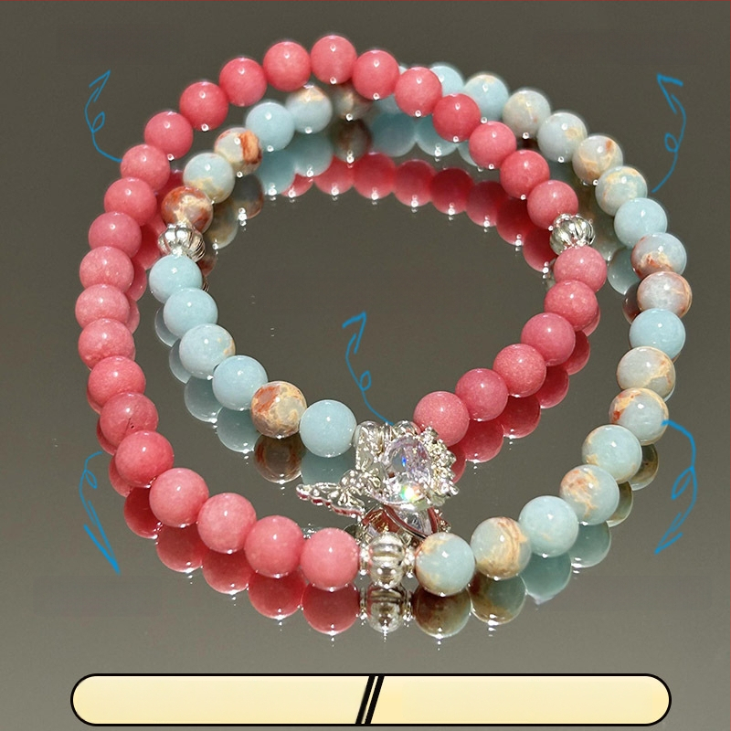 Brățară de damă din piatră Shoushan, dublu strat, țesută manual — forme inimă, fundă și geometrice