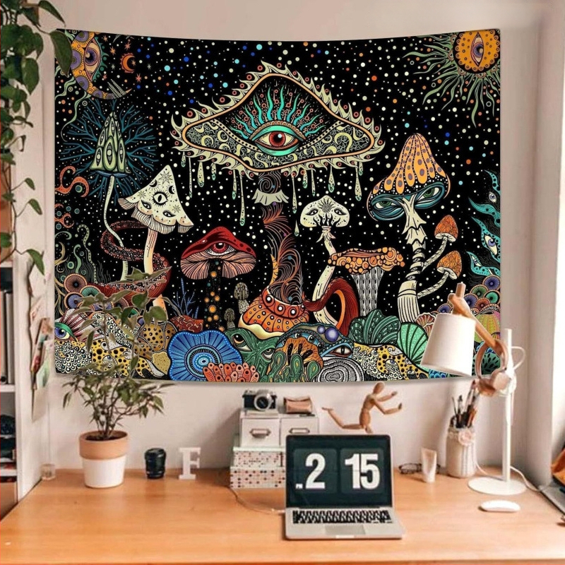 Гоблен за стена – 100% полиестер, скандинавски стил, дигитален термопечат, правоъгълен, флорален мотив