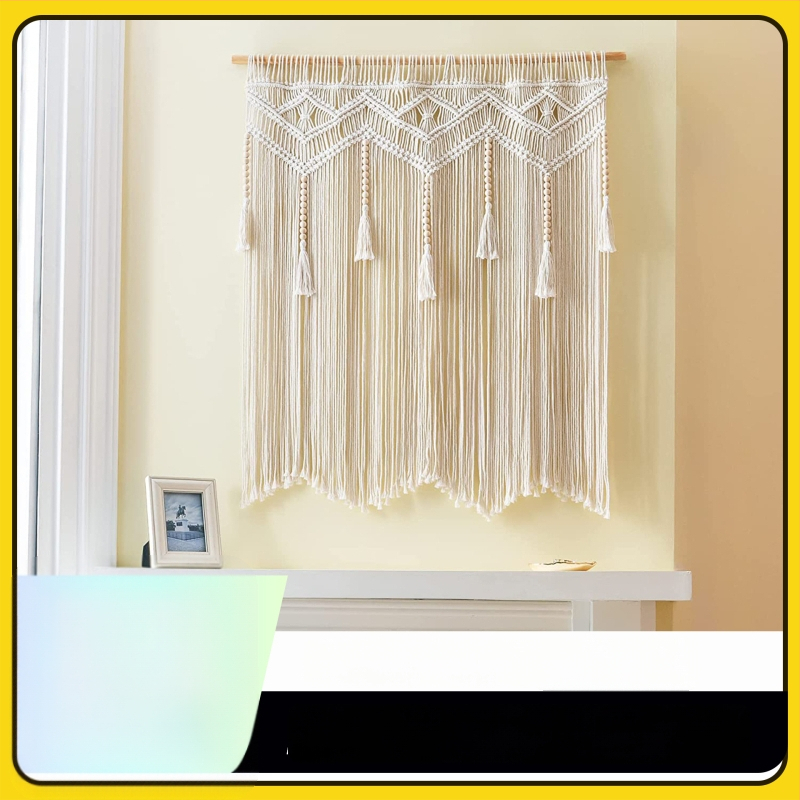 Бохемски стил ръчно тъкана памучна гоблен-завеса за врата – правоъгълна форма, райета (Материал: памук; Процес: ръчно тъкане; Узор: райета/плат)