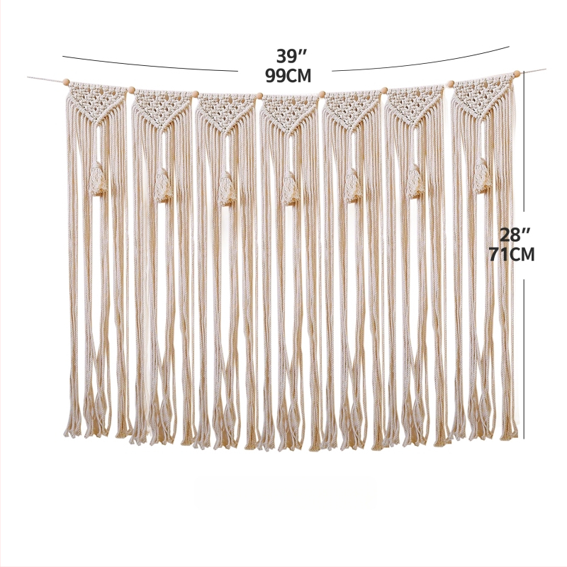 Бохемски стил ръчно тъкана памучна гоблен-завеса за врата – правоъгълна форма, райета (Материал: памук; Процес: ръчно тъкане; Узор: райета/плат)