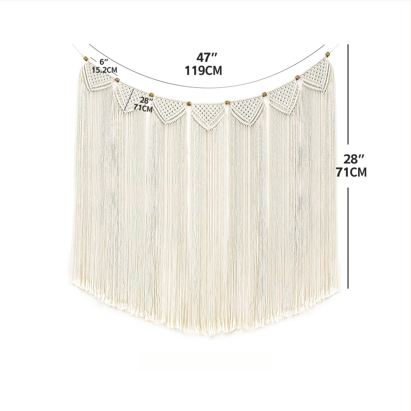 Бохемски стил ръчно тъкана памучна гоблен-завеса за врата – правоъгълна форма, райета (Материал: памук; Процес: ръчно тъкане; Узор: райета/плат)