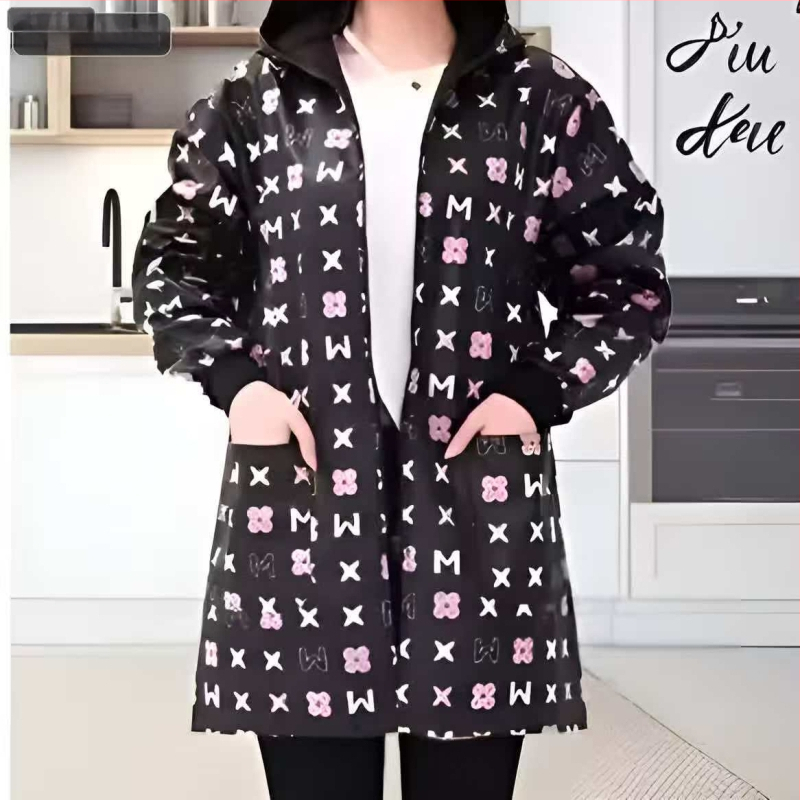 Ποδιά με μακριά μανίκια, fleece επένδυση από πολυεστέρα - κατά της βρωμιάς, ανθεκτική στη φθορά, κουζίνας για ενήλικες γυναίκες