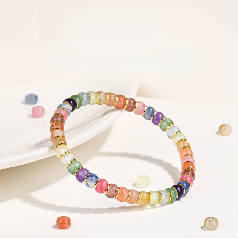 Brățară unisex din cristal natural cu mărgele curcubeu — material: cristal multiplu; prelucrare: șlefuire și lustruire; stil: unisex, natural; categorie: bijuterii de mână; potrivită ca dar pentru angajați