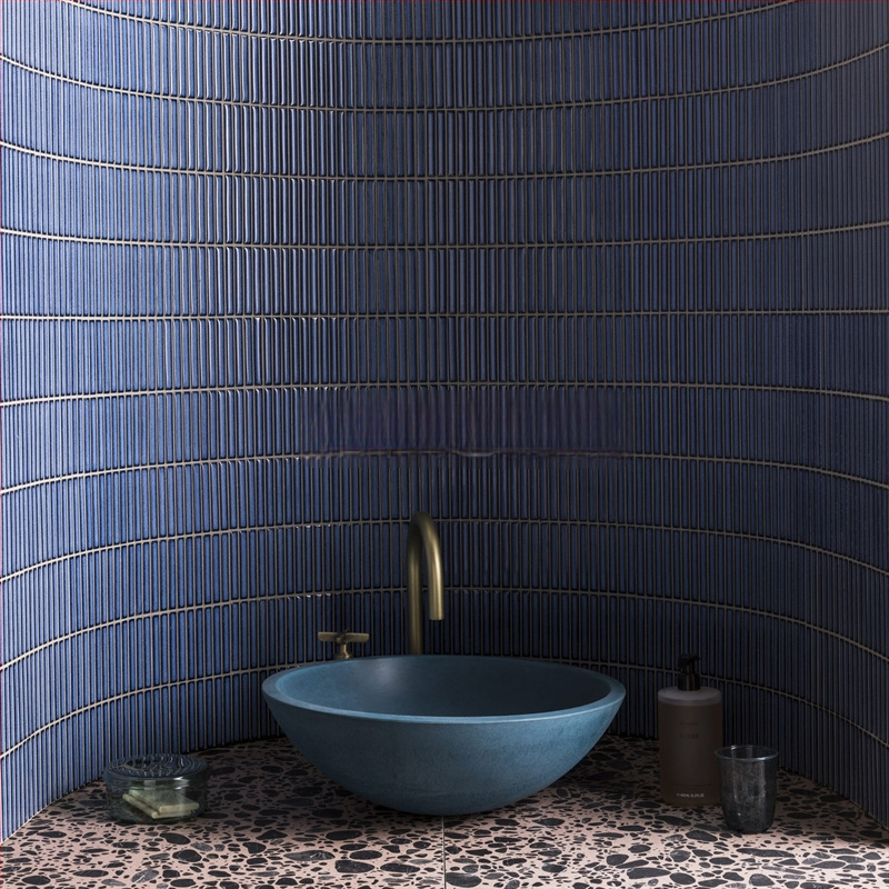 Iekštelpu sienas flīze – mazs joslas mozaīka, vienkāršs moderns stils, materiāls: polikrystaliska mikrodalīte, ūdens uzsūkšanās ≤0,5%, uzstādīšana pieejama