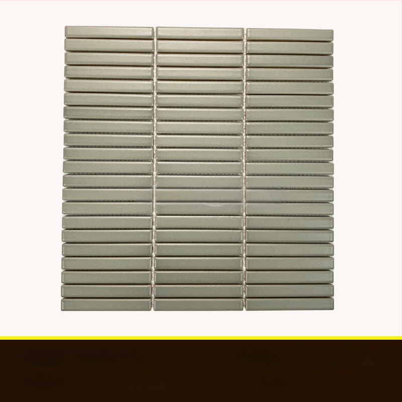 Iekštelpu sienas flīze – mazs joslas mozaīka, vienkāršs moderns stils, materiāls: polikrystaliska mikrodalīte, ūdens uzsūkšanās ≤0,5%, uzstādīšana pieejama