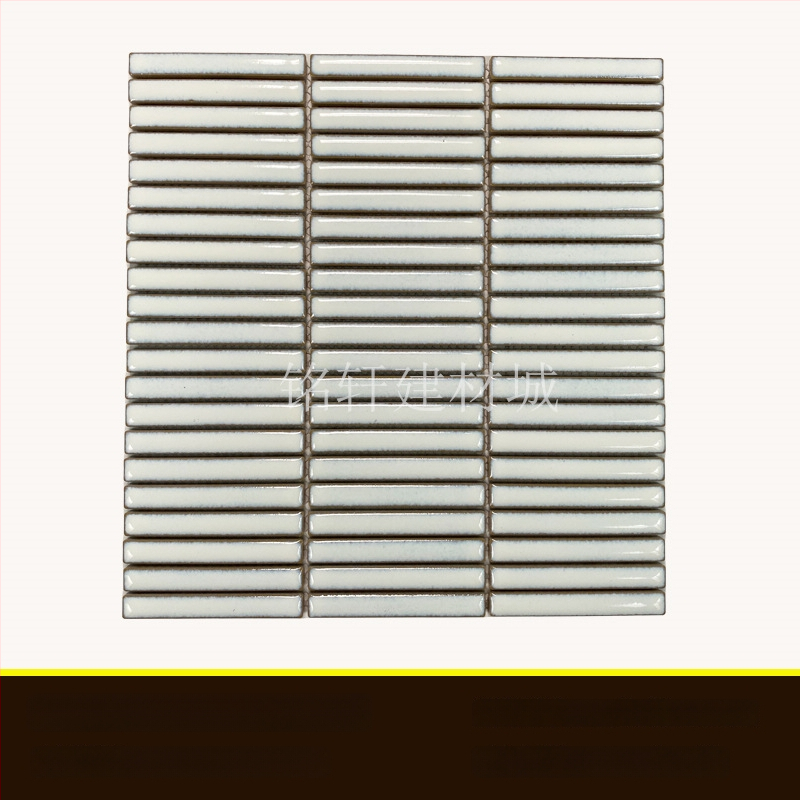 Iekštelpu sienas flīze – mazs joslas mozaīka, vienkāršs moderns stils, materiāls: polikrystaliska mikrodalīte, ūdens uzsūkšanās ≤0,5%, uzstādīšana pieejama